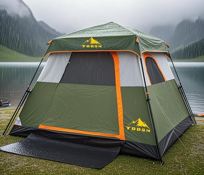 3/4 Person/6 Person Camping Tent Fast Cabin Tent with Instant Setup Tent, Weatherproof Tent Easy Quick Set Up & Pop Up in 60 Seconds with Rainfly Backpack for Family Camping,Upgraded Ventilation