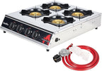 BESTFIRE 4 Burner Propane Gas Stove 40,000 BTU Stainless Steel Cooktop with Enamel Pan Support, Electronic Ignition, Regulator & Hose Included, Portable Gas Stove for Camping, Outdoor Cooking, BBQ