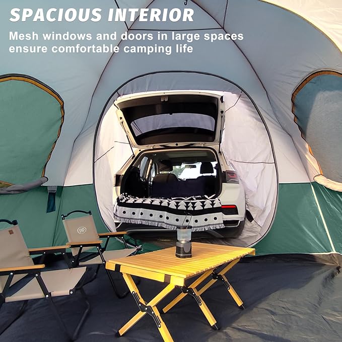 UNP SUV Dome Tent for Camping, Outdoor 6 Person Car Camping Tent, Easy Set Up SUV Tailgate Tent with Rainfly 10' x 10' Vehicle Camping Tent