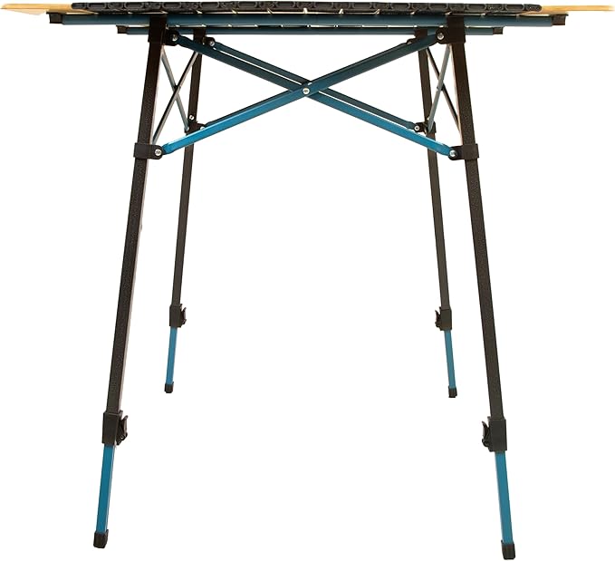 Bamboo/Aluminum Roll-Top Camping Table - Hybrid and Portable Aluminum-Top/Bamboo Folding Table with Adjustable Height Steel Frame by Caddis Sports