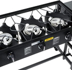 Barton Portable Propane 87,000-BTU Triple-Burner Outdoor Camp Stove Side Table Patio Cooking Wheel w/Regulator 4 Hook Utensil Holder