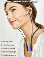 HALLJOY for Galaxy Buds 4/4 Pro/Buds 3/3 Pro Strap Neckband, Anti-Lost Accessories, Support Volume Control, Ergonomic Design, Fit Airpods Pro 3/2/1, Airpods 4, 3, 2, 1, Black Band/DarkBlue Tip