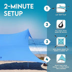 Neso Gigante - Portable Beach Tent - Ideal to Enjoy with Family and Friends - UPF 50+, Water-Resistant, and Lightweight - Periwinkle Blue, 11' x 11'