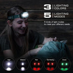 EverBrite Headlamp, 2 Pack Kids Headlamp with Red Light and Memory Function, Head Lamp for Adults and Kids with 5 Modes, Bright Headlamps for Camping, Running, Batteries Included
