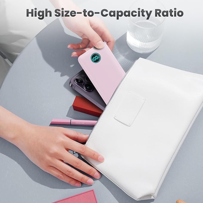 Portable Charger 10800mah,Ultra Slim 22.5W LCD Display Power Bank,Dual QC 4.0 PD USB C Fast Charging Battery Pack,3 Outputs Portable Phone Charger Compatible with iPhone Samsung Android Phone etc