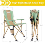 XGEAR Camping Chair with Padded Hard Armrest, Sturdy Folding Camp Chair with Cup Holder, Storage Pockets Carry Bag Included, Support to 400 lbs