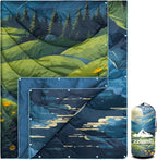 zzlamb Camping Blanket, Outdoor Lightweight Travel Blanket Puffy Portable Down Alternative, Windproof Warm Cloak with Snaps, Cozy Quilt Backpacking Picnic RV Plane Car Hammock Beach Climbing