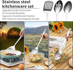 Berglander Camping Essentials, Camping Cooking Utensils Set, Camping Accessories Gear Must Haves, Come with Camping Silverware Sets, Plates and Cups, Great for Outdoor Stove, Picnic, BBQ