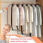 Garment Bags for Hanging Clothes (Set of 12) Suit Cover Travel Garment Bag for Closet Clothes Storage Bag Plastic Suit Bags for Closet Storage Bag with Zipper for Coats, Jackets, Shirts