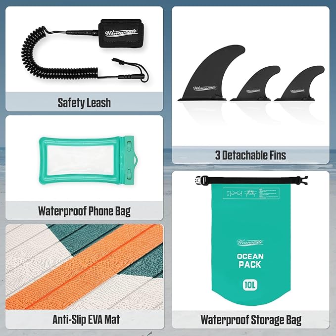 11'6"x35"x6" Wood Grain Stand Up Paddle Board Inflatable, Portable SUP Paddleboard with Complete Accessories, Camera Mount and 10L Dry Bag,Extra Wide Blow Up Paddle Board for Adults Youth Family