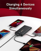 Portable Charger Power Bank Built in Cables and Wall Plug, 10000mAh iPhone Battery Pack Fast Charging, USB C External Slim Power Bank, Travel Essentials Compatible with iPhone 17 16 15 14 iPad, Black