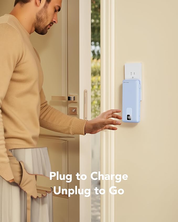 charmast 20000mAh Portable Charger with Built-in Cables & Wall Plug, 20W USB C Power Bank, Fast Charging Battery Pack Travel Essentials Compatible with iPhone 16/15/14 Series, Samsung, Google, iPad