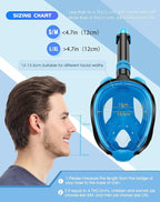 Greatever G2 Full Face Snorkel Mask with Latest Dry Top System,Foldable 180 Degree Panoramic View Snorkeling Mask with Camera Mount,Safe Breathing,Anti-Leak&Anti-Fog