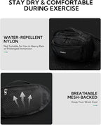 WATERFLY Fanny Pack Waist Bag: Large RFID Blocking Crossbody Bags with Multi-Pockets, Breathable Casual Anti-Theft Hip Pouch for Women Men Traveling Walking Hiking-Black