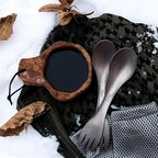 2 in 1 Titanium Spoon and Fork Combo Backpacking Utensils Lightweight Eco-Friendly Spork for Camping Backpacking Hiking Travel etc (2 Pack)