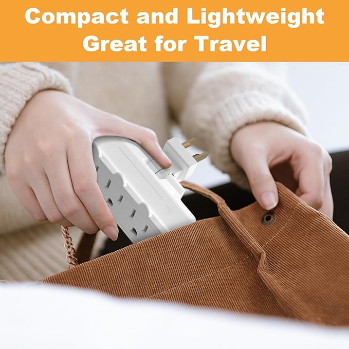 Oviitech 3-Outlet Swivel Wall Adapter,2 Pack Grounded 180 Degree Swivel Wall Tap,Multi-Plug Outlets,White.