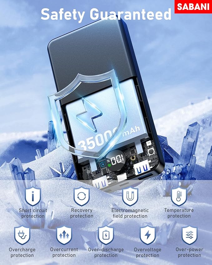 Portable Charger 35000mAh Power Bank - Powerbank with 4 Built in Cables, 22.5W Fast Charging Travel Camping Essential Battery Pack Compatible with iPhone 17 16 15 14 13 Samsung Google, 1 Pack