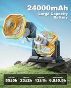 Portable Misting Fan, 24000mAh Rechargeable Outdoor Cooler, Battery Operated Personal Fan with3 Speeds & 8L Bucket for Patio, Camping,Hiking, Backyard, Travel, Desk,Pool, Beach, Yellow