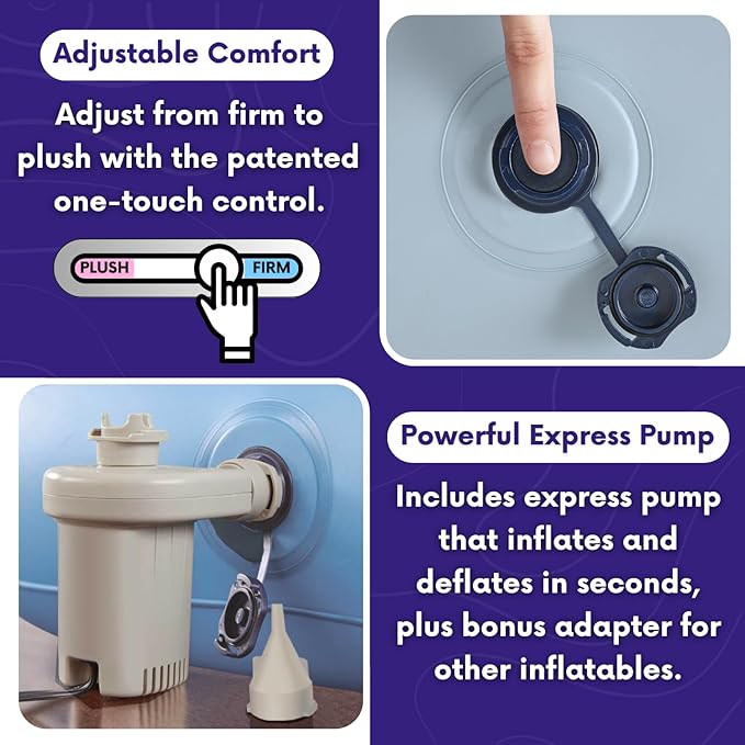 Beautyrest Hi-Loft Full Size Air Mattress with Vertical Beam Construction, Edge Support, External Pump and Puncture Resistant Vinyl for Guests and Camping