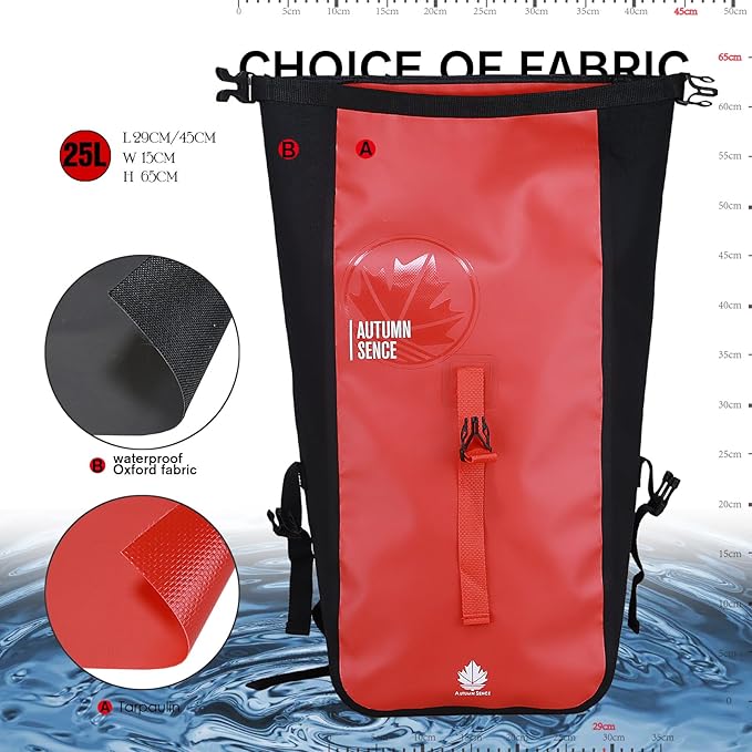 Dry Bags Waterproof Backpack,Waterproof backpack for Water sports,boating,Floating,hiking, camping and other outdoor activities 25L.(Red)