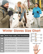 RIGWARL Winter Gloves Men and Women Medium-Thick, Gloves for Cold Weather with Thermal Plush, Touchscreen Running Glove Adjustable Zippered Wrist for Walking The Dog Hiking Camping Cycling Work
