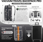 Fanwoli Vacuum Rolling Travel Backpack, Carry On Luggage with TSA Lock & Anti Theft Zipper, 70L Expandable Airback with Compression Pump, Waterproof Laptop Bag Ideal for Flight & Business