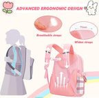 PRLINJSK Girls Backpack，Cute School Backpack for Girls Kids Teens，Kawaii Bookbag for Primary Elementary，Black