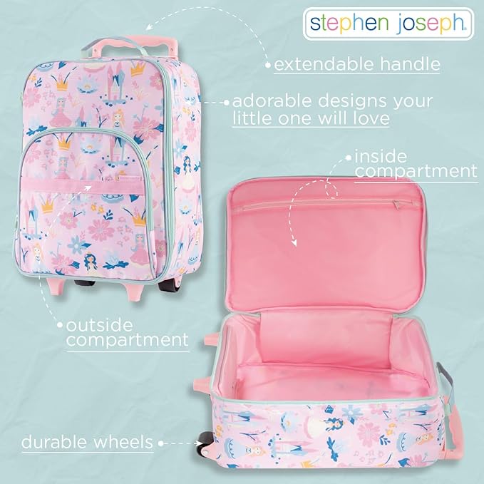 Stephen Joseph, Kids Roling Carry-On Luggage, 12.5"L x 6.5"W x 18"H, Blue Shark