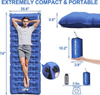 Camping Sleeping Pad,5.5" Extra Thick Inflatable Sleeping Pads with Pillow Built-in Foot Pump Sleeping Mat Compact for Camping, Backpacking, Hiking,Traveling Tent