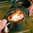Camping Mug Titanium Double Wall Coffee Tea Cup (110ML Double-Wall Cup with Class Handle)
