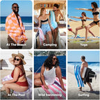 Dock & Bay Beach Towel - Quick Dry, Sand Free - Compact, Lightweight - 100% Recycled - Includes Bag - Groovy Check - Extra Large (200x90cm, 78x35)