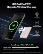 Baseus Picogo Power Bank, Smallest Qi2 Certified 15W MagSafe Portable Charger, 0.5" Ultra Slim 5000mAh Magnetic Battery Pack with Stand, Alloy Wireless Charger for iPhone 17 Pro Max/17 Air/16 Series