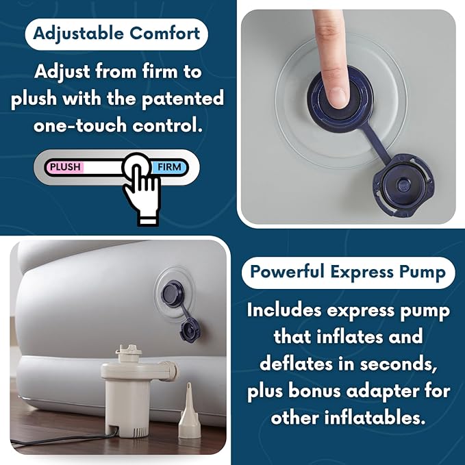 Beautyrest Skyrise Twin Size Air Mattress with Coil Beam Construction, Edge Support with External Pump and Puncture Resistant Vinyl for Guests and Camping