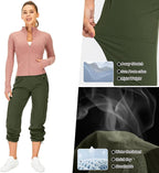 Womens Hiking Pants Quick Dry UPF 50 Lightweight Travel Golf Cargo Safari Pants Zipper Pockets