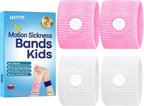 Motion Sickness Bands for Kids Cruise Travel Essentials Anti-Nausea Acupressure Wristband for Morning Car Sea Sickness Wristbands for Kids-2 Pairs White/Pink