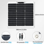 Flexible Solar Panel 50W 12V Monocrystalline Module Fiberglass Lightweight Charge for RV Trailer Boat Cabin Van Car Uneven Surfaces (50W-1)