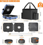 Portable 2 Burner Camping Stove Set with Cookware, Outdoor Cooking Kit Includes Outdoor Folding Gas Stove, Frying Pan, Griddle, Kettle, Pot, and Carry Bag, For Propane & Butane, 20,000 BTU/h