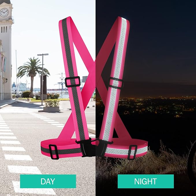 Reflective Vest Running Gear,Reflective Straps Safety Vest High Visible Vest for Night Running,Cycling,Motorcycle,Walking Vest 2Pack