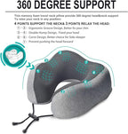 napfun Neck Pillow for Traveling, Travel Neck Pillow for Airplane 100% Pure Memory Foam Travel Pillow for Flight Headrest Sleep, Portable Plane Accessories, Light Grey Set