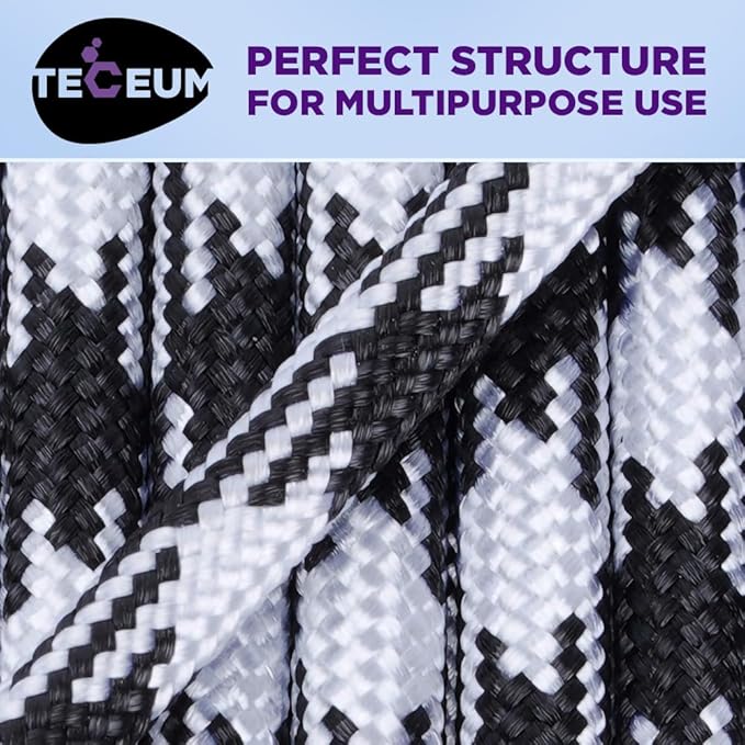 TECEUM 5/32" Paracord Rope 1000 – 1000ft / 200ft / 100ft / 50ft – Tactical Parachute Cord 4mm – 45+ Colors – Nylon String for Survival & Camping Gear – Stripe Cord for Survival – Utility Rope