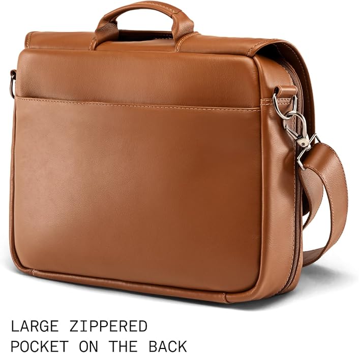 Nordweg Workday Briefcase NW053B – Full-Grain Leather Laptop Bag 15.6" – Office Shoulder Messenger for Work, Study, Travel