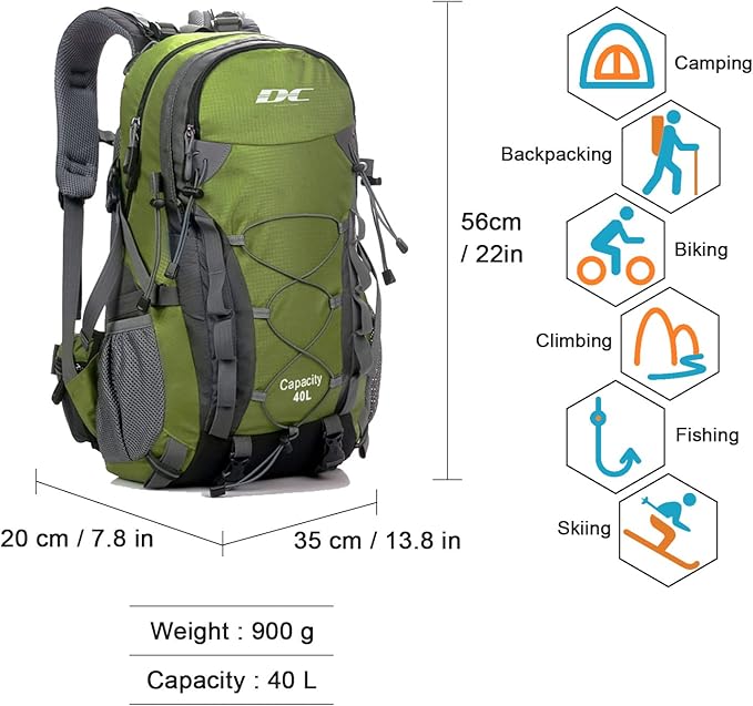 Diamond Candy Waterproof Hiking Backpack for Men and Women, Lightweight Day Pack for Travel Camping