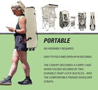 BDL Camping Chair with Canopy Shade Portable Folding Beach Chairs with Cooler, Mesh Backrest, Cup Holder, and Pocket for Camping, Fishing, Beach, and Sports,White