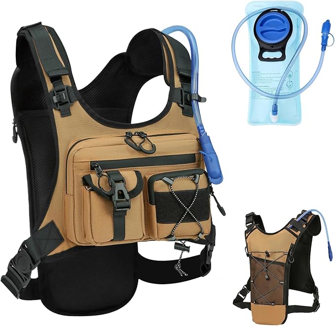 USA Original Patent Running Hydration Vest Backpack, Lightweight Chest Pack with 2.0L Water Bladder Bag Daypack for Hiking Running Cycling Race Marathon for Women Men