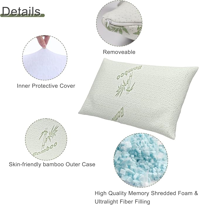 Small Camping Pillow for Sleeping,Shredded Memory Foam Travel Pillow Compact & Packable with Storage Bag,Soft Cover,Small Pillow for Backpacking Hiking Gear & Accessories