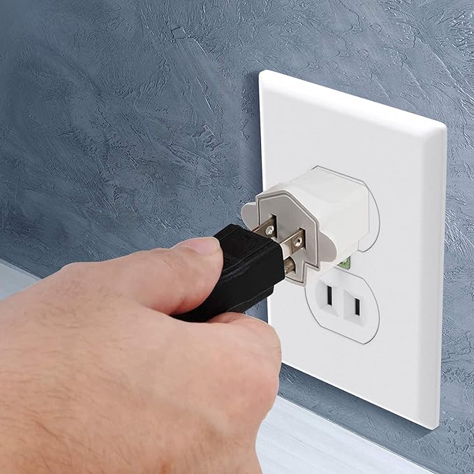 JACKYLED 3 Prong to 2 Prong Polarized Grounding Adapter, Wall Outlet Converter 3-Prong Adapter Fireproof Material 392℉ Resistant Heavy Duty for Household, Christmas Light, Indoor Use Only, 10 Pack