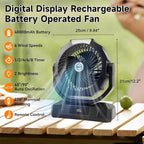 40000mAh Battery Powered Camping Fan,12-Inch Portable Personal Fan with Remote,LED Lantern, 6 Speeds,Timer,Auto Oscillation,Digital Display Cordless Tent Fan (Black)