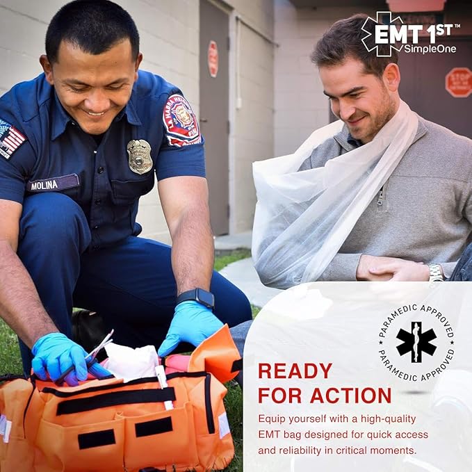 EMT 1st Emergency Responder First Aid Kit | Medical Trauma Bag for Disaster Preparedness | Perfect for Wilderness, Camping, Home, Car, & Office | Our Lightweight Kits Come with 40 Unique Items