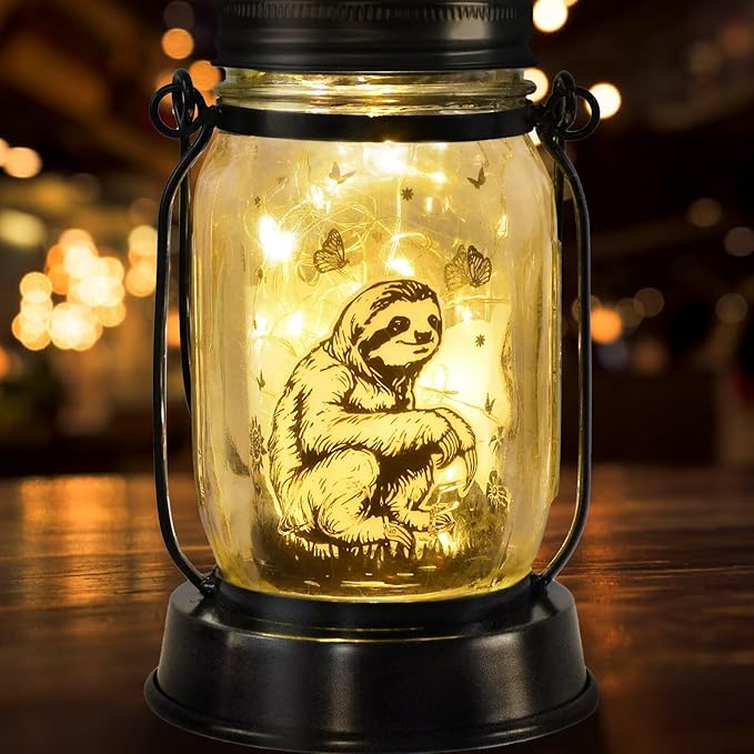 kyoryuger Sloth Gifts for Women/Men Sloth Lovers Solar Lantern Mom Birthday, Mothers Day, Solar Garden Decoration Outside for Yard, Patio,Backyard,Porch, Torches