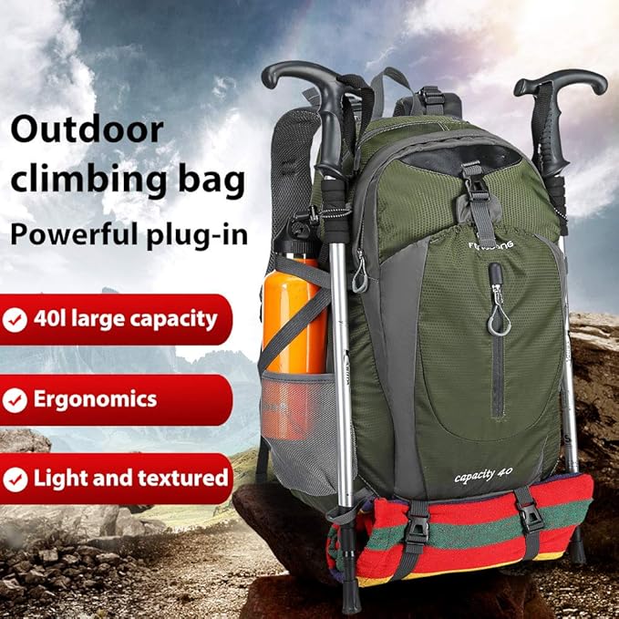 FENGDONG 40L Waterproof Lightweight Hiking,Camping,Travel Backpack for Men Women (green)